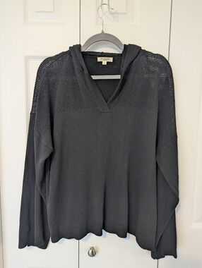 Max Studio Hooded Sweater, Black Large